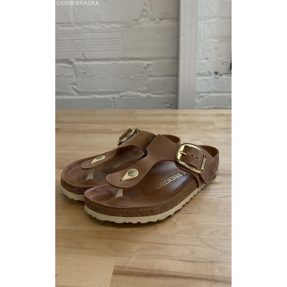 Birkenstock Cognac Women's Gizeh Big Buckle Sandals Narrow Leather - 39/8.5 US